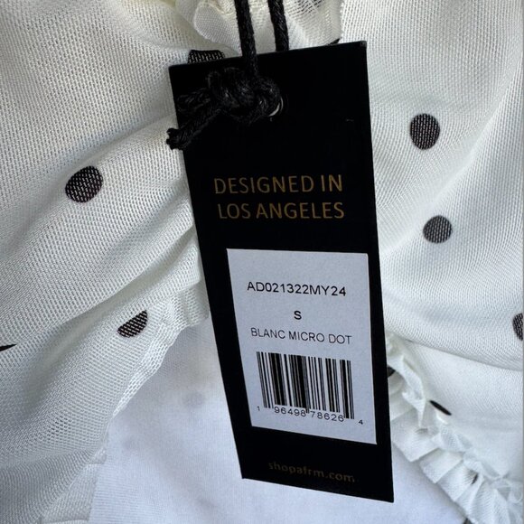 NWT AFRM Cat Ruffle Micro Maxi in Blanc Micro Dot Size S. - Picture 9 of 11